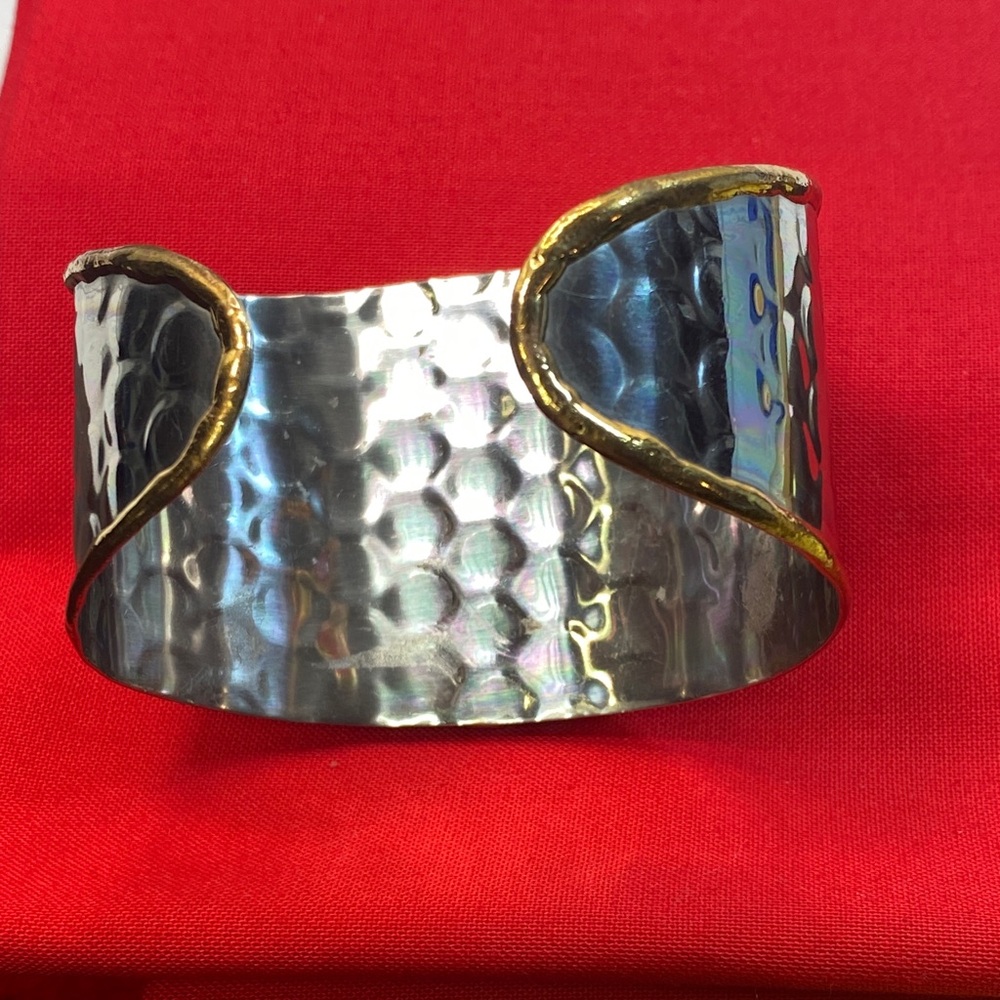 Handmade Onyx Mixed Metal Cuff Bracelet - Picture 5 of 11